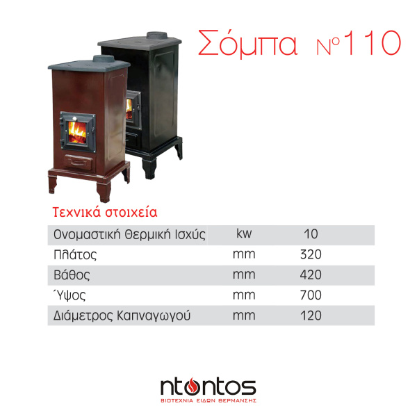Σόμπα ξύλου εμαγιέ Ν.110 - Image 3