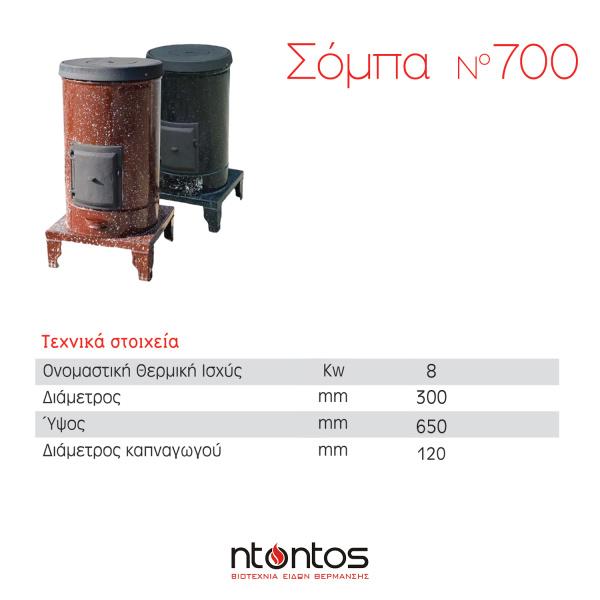 Σόμπα ξύλου στρογγυλή εμαγιέ Ν.700 - Image 3