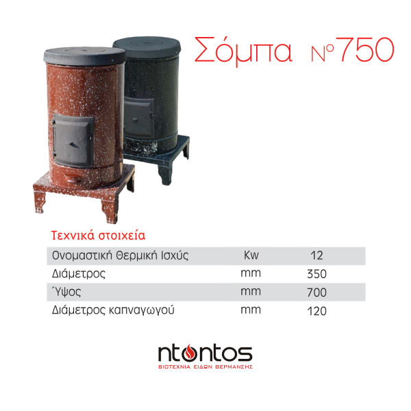 Σόμπα ξύλου στρογγυλή εμαγιέ Ν.750 - Image 3